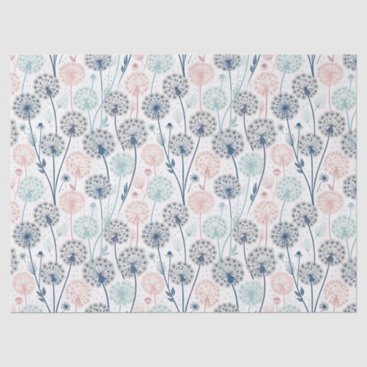 Pastel Dandelion Dreams – Whimsical Floral Tissuepapier (Voorkant)
