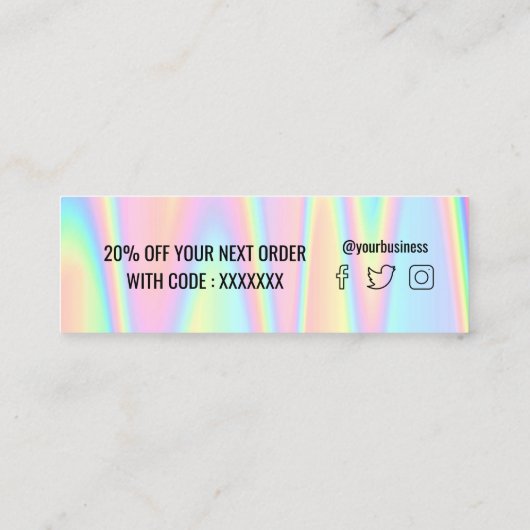 pastel dank u mini visitekaartje (Achterkant)