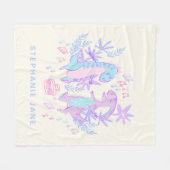 Pastel Dansend Dinosauriërs Paars Blauw Aangepast Fleece Deken (Voorkant (Horizontaal))