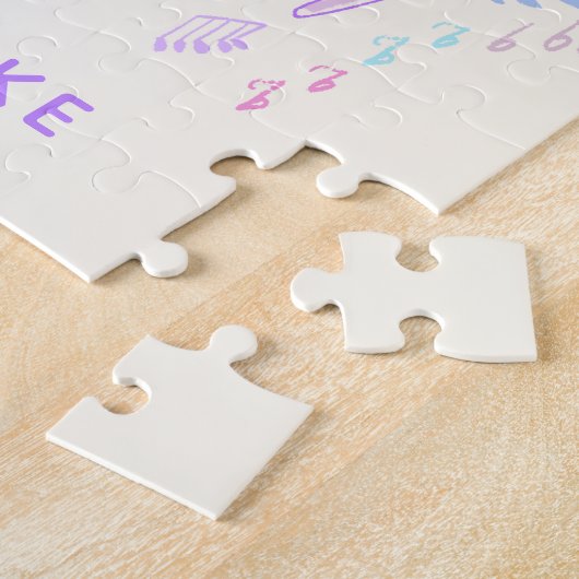 Pastel Dansend Dinosauriërs Paars Blauw Aangepast Legpuzzel (Zijkant)