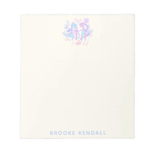 Pastel Dansend Dinosauriërs Paars Blauw Aangepast Notitieblok