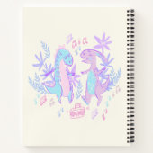 Pastel Dansende Dinosaurussen Paars Blauw Persoonl Notitieboek (Achterkant)