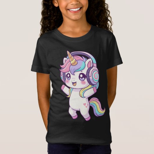 Pastel Dansende Eenhoorn  T-shirt (Voorkant)