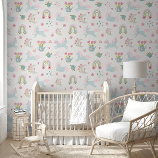 Pastel: De Serene Eenhoorn Tuin Behang