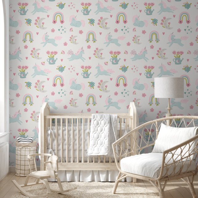 Pastel: De Serene Eenhoorn Tuin Behang (Kinderen)