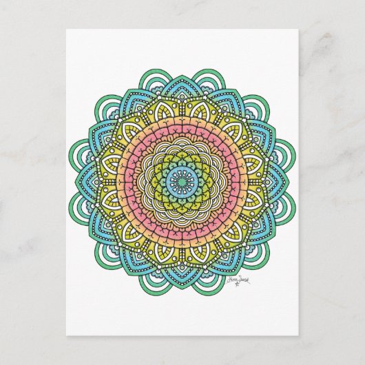 Pastel Defleur Mandala Briefkaart (Voorkant)