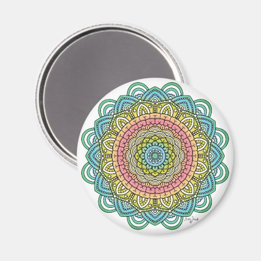 Pastel Defleur Mandala Magneet (Voorkant / Achterkant)