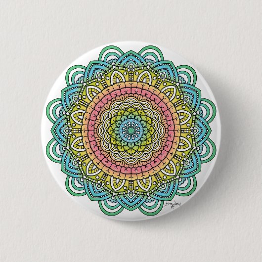 Pastel Defleur Mandala Ronde Button 5,7 Cm (Voorkant)