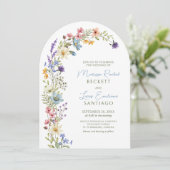 Pastel Delicate Wildflower Arch Wedding Kaart (Staand voorkant)