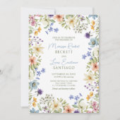 Pastel Delicate Wildflowers bruiloft Kaart (Voorkant)