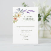 Pastel Delicate Wildflowers bruiloft RSVP Kaartje (Staand voorkant)
