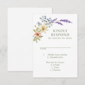 Pastel Delicate Wildflowers bruiloft RSVP Kaartje (Voorkant / Achterkant)