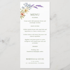 Pastel Delicate Wildflowers Wedding Menu