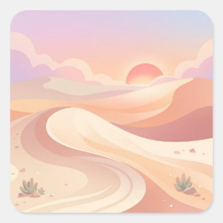 Pastel Desert Dunes and Warm Sunset Vierkante Sticker