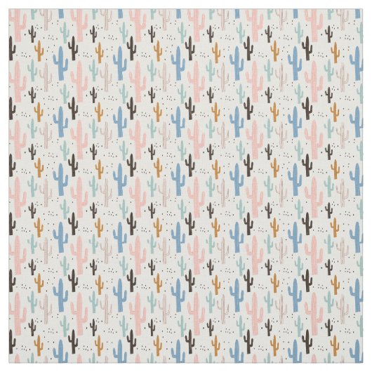 Pastel Desert Saguaro Cactus Patroon voor DIY Mask Stof (Swatch)