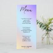 Pastel Diagonaal Ombre Regenboog Bruiloft Menu (Staand voorkant)