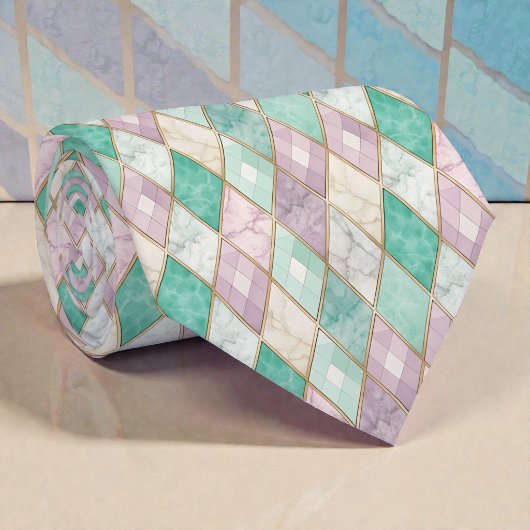 Pastel diamantpatroon nekband stropdas