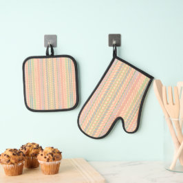  Pastel Diamond Patroon Ovenwant & Pannenlap Set