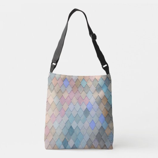 Pastel Diamond Pattern Mermaid Blue Green Roze Crossbody Tas (Achterkant)