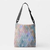 Pastel Diamond Pattern Mermaid Blue Green Roze Crossbody Tas (Voorkant)