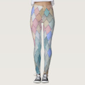 Pastel Diamond Pattern Mermaid Blue Green Roze Leggings (Voorkant)