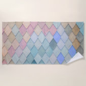 Pastel Diamond Pattern Mermaid Blue Green Roze Strandlaken (Voorkant)