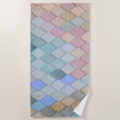 Pastel Diamond Pattern Mermaid Blue Green Roze Strandlaken (Voorkant)