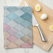 Pastel Diamond Pattern Mermaid Blue Green Roze Theedoek (Quarter Fold)