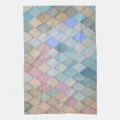 Pastel Diamond Pattern Mermaid Blue Green Roze Theedoek (Verticaal)