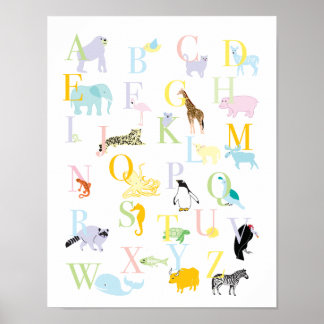 Pastel Dieren ABC Print