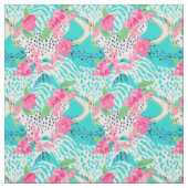 Pastel dierenprint met bloemen stof (Swatch)