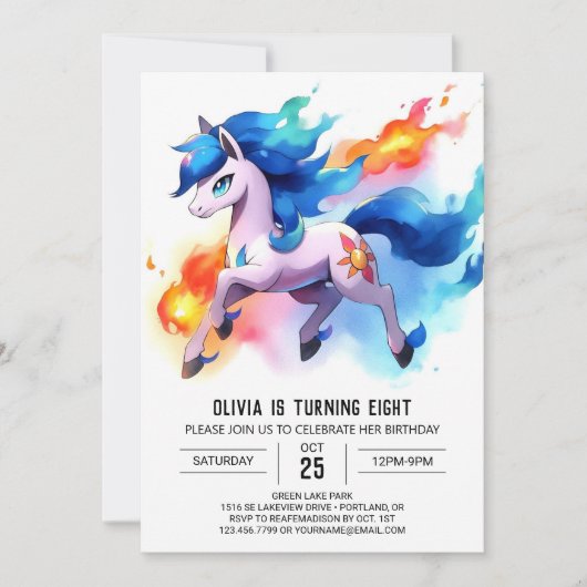 Pastel Digitaal Paard Verjaardag Kaart (Voorkant)