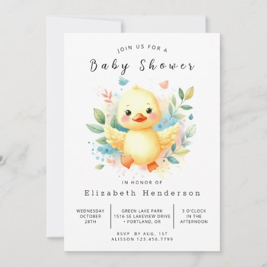 Pastel Digital Duck Baby shower Kaart (Voorkant)