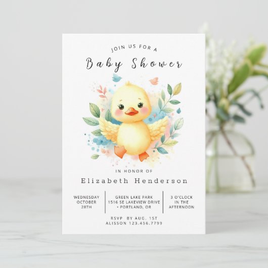 Pastel Digital Duck Baby shower Kaart (Staand voorkant)
