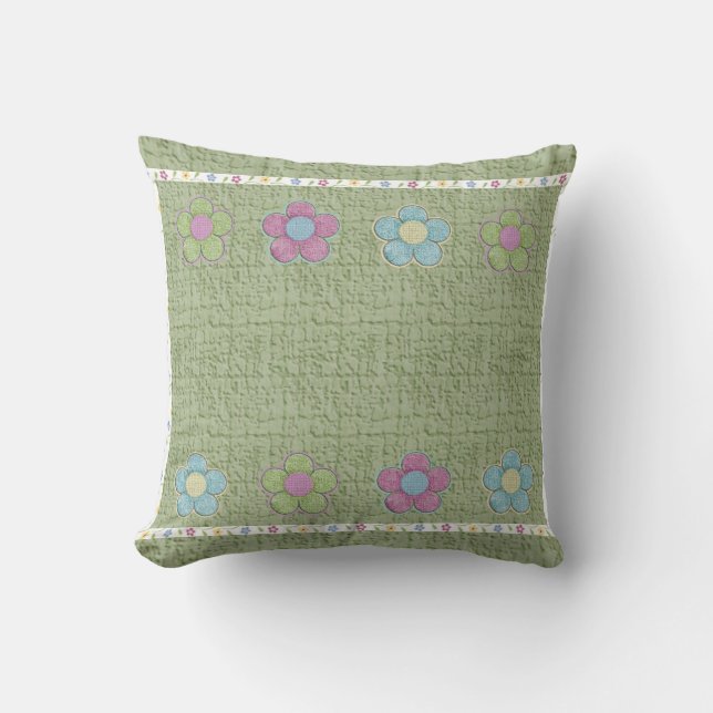 Pastel Digital Flowers op Textured Background Kussen (Voorkant)
