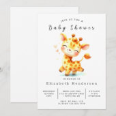 Pastel Digital Giraffe Baby shower Kaart (Voorkant / Achterkant)
