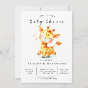 Pastel Digital Giraffe Baby shower Kaart