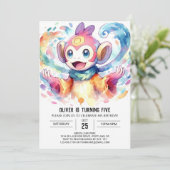 Pastel Digital Monkey Verjaardag Kaart (Staand voorkant)