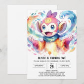 Pastel Digital Monkey Verjaardag Kaart (Voorkant / Achterkant)