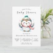 Pastel Digital Owl Baby shower Kaart (Staand voorkant)