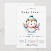 Pastel Digital Owl Baby shower Kaart (Voorkant / Achterkant)