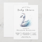 Pastel Digital Swan Baby shower Kaart (Voorkant / Achterkant)