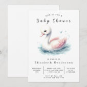 Pastel Digital Swan Baby shower Kaart (Voorkant / Achterkant)