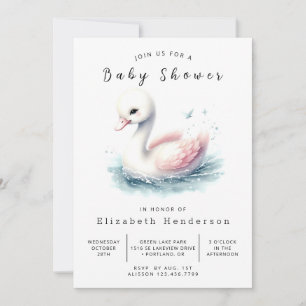 Pastel Digital Swan Baby shower Kaart
