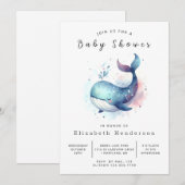 pastel digital whale Baby shower Kaart (Voorkant / Achterkant)
