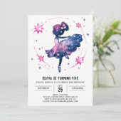 Pastel digitale ballerina verjaardag kaart (Staand voorkant)