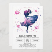 Pastel digitale ballerina verjaardag kaart (Voorkant / Achterkant)