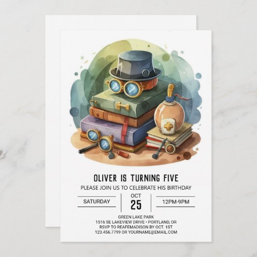 Pastel digitale detective verjaardag kaart (Voorkant / Achterkant)