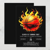 Pastel Digitale Sport Basketbal Verjaardag Kaart (Voorkant / Achterkant)