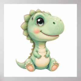 Pastel Dino Baby Room Art – Waterverf Dinosaurus Poster